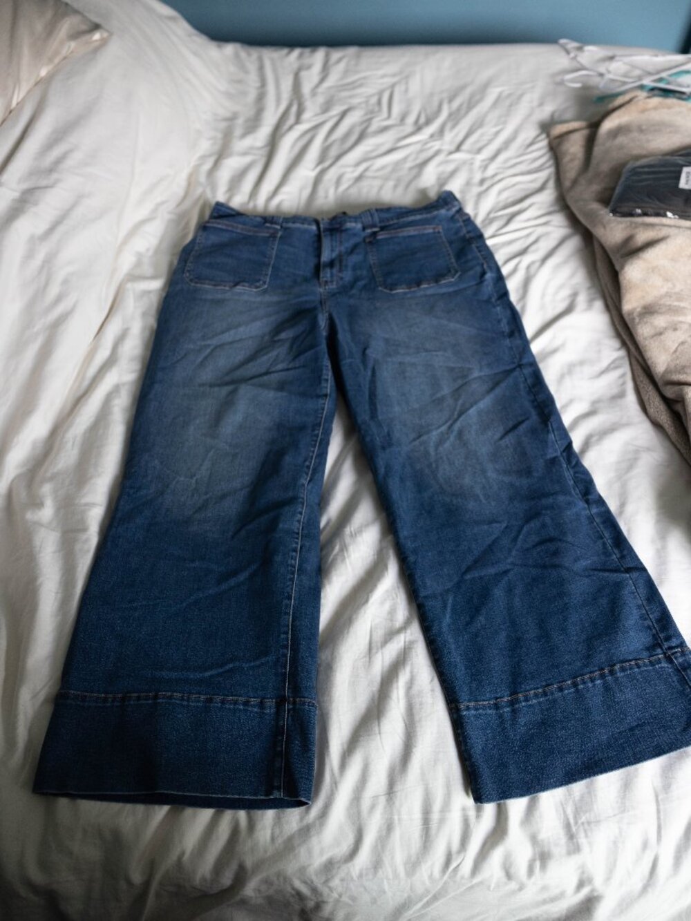Universal Standard Dark Wash Wide Leg Cuffed Jeans Size 22